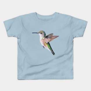 Female Ruby Throated Hummingbird drawing (no background) Kids T-Shirt